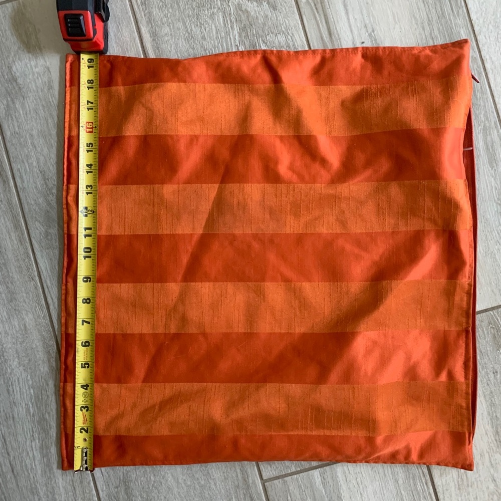 Orange Satin Striped Pillow Case